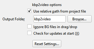 kbp2video options section of the kbp2video UI