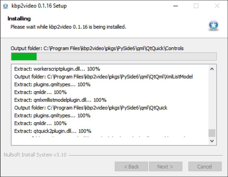 Install wizard, showing install progress